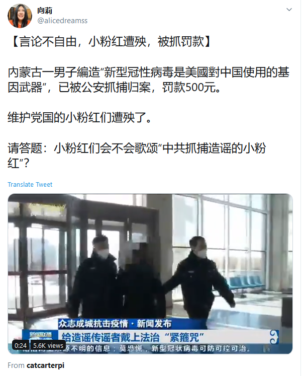 小粉红们会不会歌颂&ldquo;中共抓捕造谣的小粉红&rdquo;？