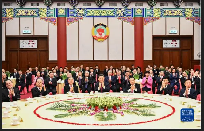 栗战书缺席 - 党和国家领导人习近平、李克强、汪洋、王沪宁、赵乐际、韩正、王岐山出席茶话会并观看演出