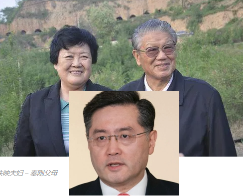 秦刚和他的母亲秦文英父亲李铁映的照片