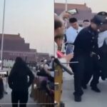 六四前夕,男子冲向天安门旗杆被无数武警火速控制